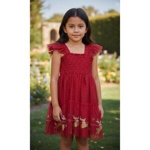 ZUNIE Girls Toddler Red Deer Dress 6